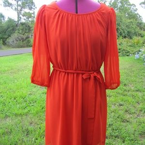 WOMENS DRESS CAREER WEDDING NWT 3/4 SLEEVES ORANGE
